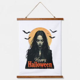 Gothic Halloween Hexe Wandteppich Mit Holzrahmen