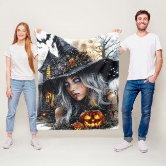 Gothic Halloween Hexenillustration Fleecedecke