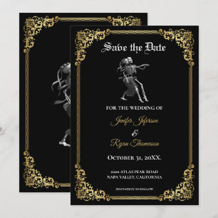 Gothic Halloween-Hochzeit Save-the-Date-Einladung Ankündigung