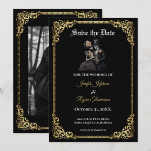Gothic Halloween Hochzeit Save-the-Date-Einladung Ankündigung
