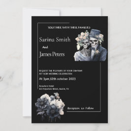 Gothic Halloween Hochzeitseinladung Black Floral Einladung