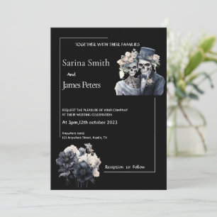 Gothic Halloween Hochzeitseinladung Black Floral Einladung