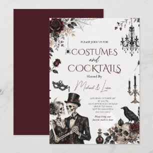 Gothic Halloween-Kostüme und Cocktails-Party Einladung