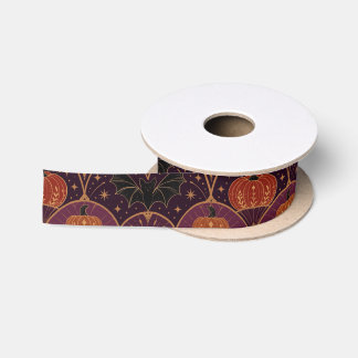 Gothic Halloween-Kürbis-Damask-Satinband Satinband