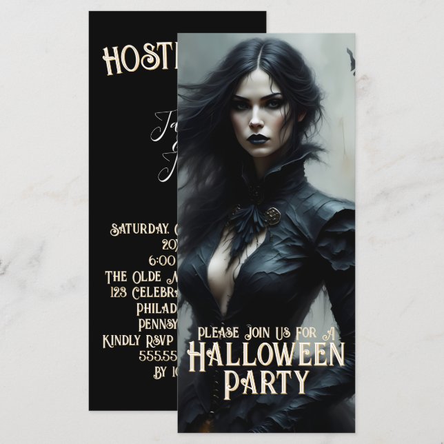 Gothic Halloween Night of Mystery Einladung (Vorne/Hinten)