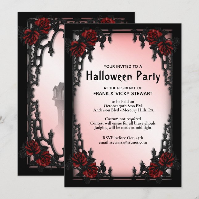 Gothic Halloween-Party Einladung (Vorne/Hinten)
