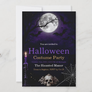 Gothic Halloween-Party-Einladung | Elegant Dunkel Dankeskarte