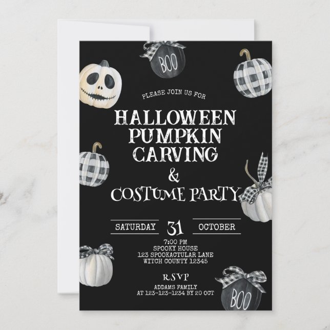 Gothic Halloween Pumpkin Carving & Costume Party Einladung (Vorderseite)