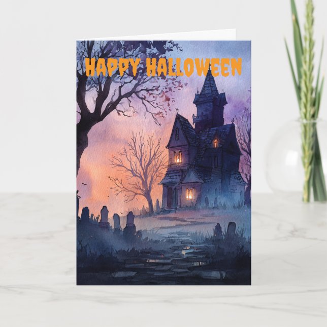 Gothic Halloween Scene Feiertagskarte (Vorderseite)