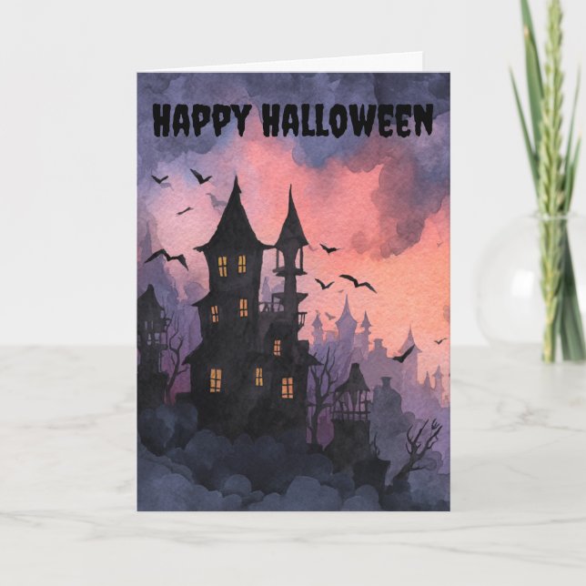 Gothic Halloween Scene Feiertagskarte (Vorderseite)