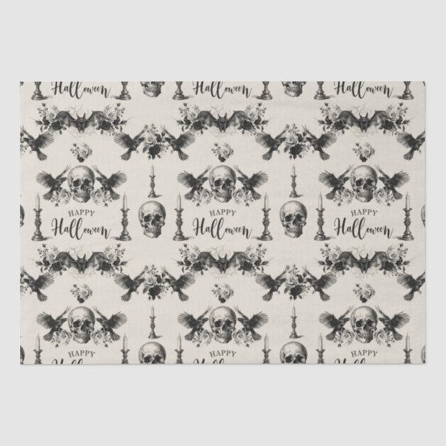 Gothic Halloween Schädelhammer raven schwarze Rose Seidenpapier (Vorderseite)