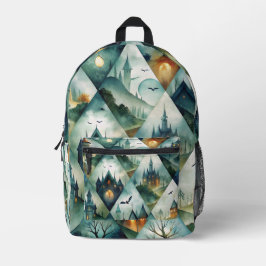 Gothic Halloween-Schloss-Muster Bedruckter Rucksack