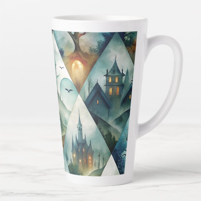 Gothic Halloween-Schloss-Muster Milchtasse (Rechts)