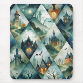 Gothic Halloween-Schloss-Muster Mousepad