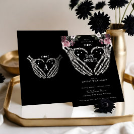 Gothic Halloween Skeleton Hands Heart Baby Shower Einladung