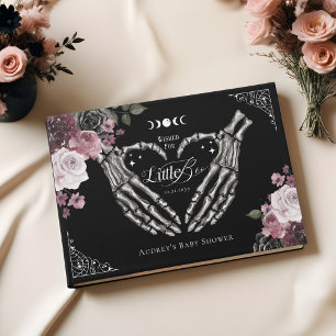 Gothic Halloween Skeleton Hands Heart Baby Shower Gästebuch