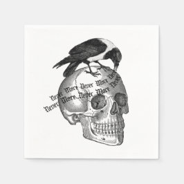 Gothic Halloween Skull Raven Serviette