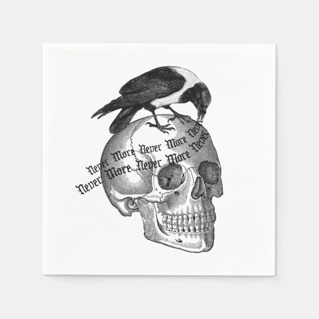Gothic Halloween Skull Raven Serviette (Vorderseite)