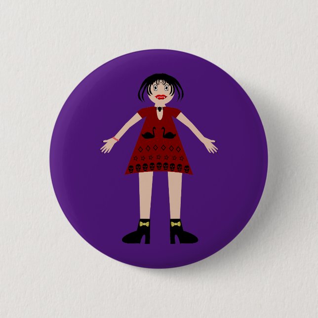 Gothic Halloween Vampire Lady Button (Vorderseite)