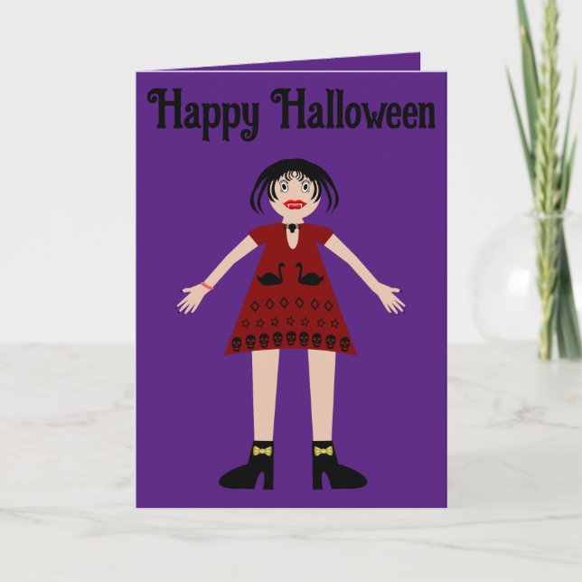 Gothic Halloween Vampire Lady Custom Karte (Vorderseite)
