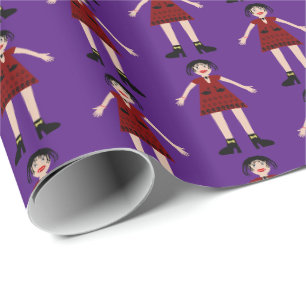 Gothic Halloween Vampire Lady Gemustert Geschenkpapier