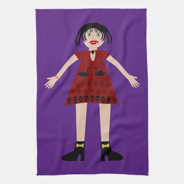 Gothic Halloween Vampire Lady Geschirrtuch (Vertikal)
