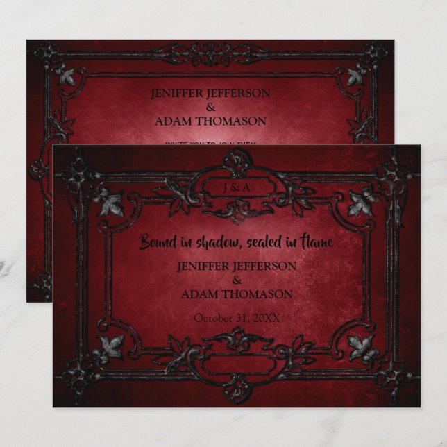 Gothic Halloween wedding invitation Einladung (Vorne/Hinten)