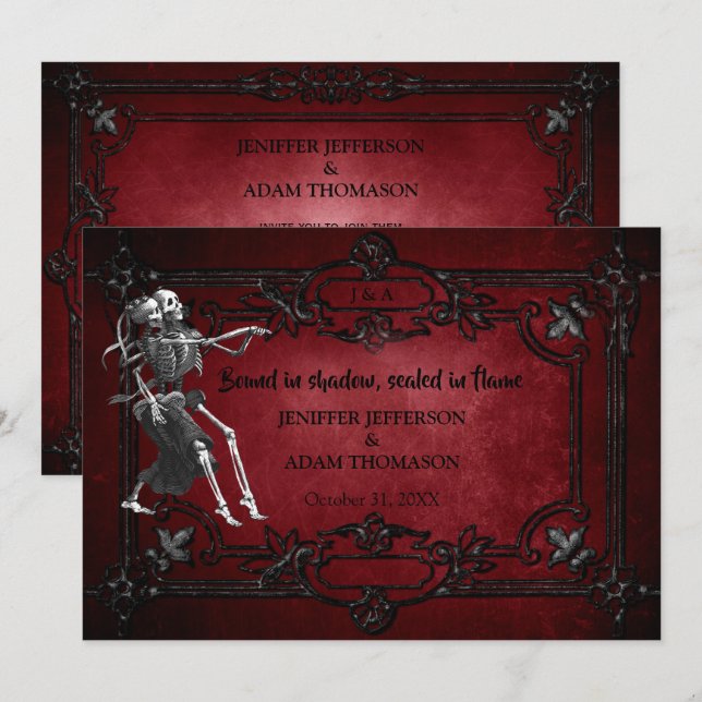 Gothic Halloween wedding invitation Einladung (Vorne/Hinten)