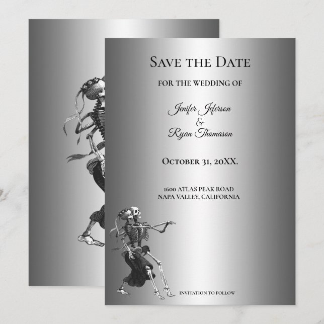 Gothic halloween wedding save the date invitation ankündigung (Vorne/Hinten)