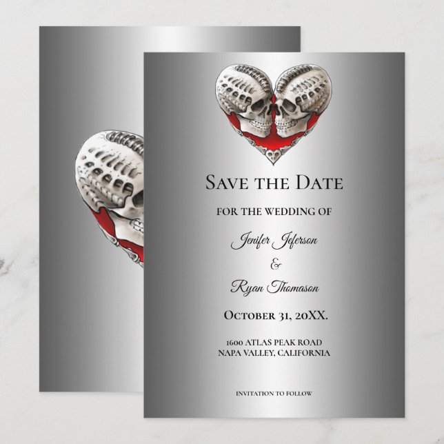 Gothic halloween wedding save the date invitation ankündigung (Vorne/Hinten)