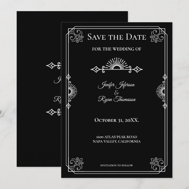 Gothic halloween wedding save the date invitation ankündigung (Vorne/Hinten)