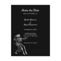 Gothic halloween wedding save the date postcard