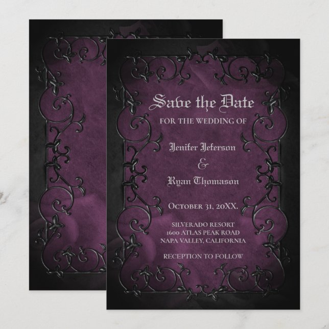 Gothic halloween wedding speichern Sie das Datum E Ankündigung (Vorne/Hinten)