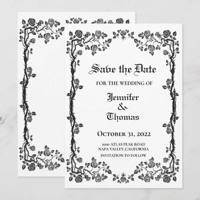 Gothic halloween wedding speichern Sie das Datum E Ankündigung (Vorne/Hinten)