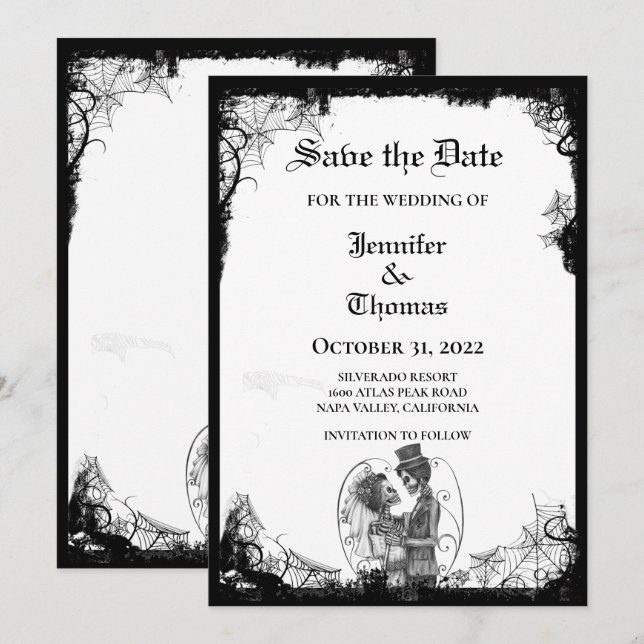 Gothic halloween wedding speichern Sie das Datum E Ankündigung (Vorne/Hinten)