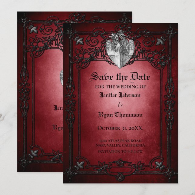 Gothic halloween wedding speichern Sie das Datum E Ankündigung (Vorne/Hinten)