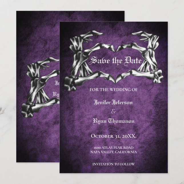 Gothic halloween wedding speichern Sie das Datum E Ankündigung (Vorne/Hinten)