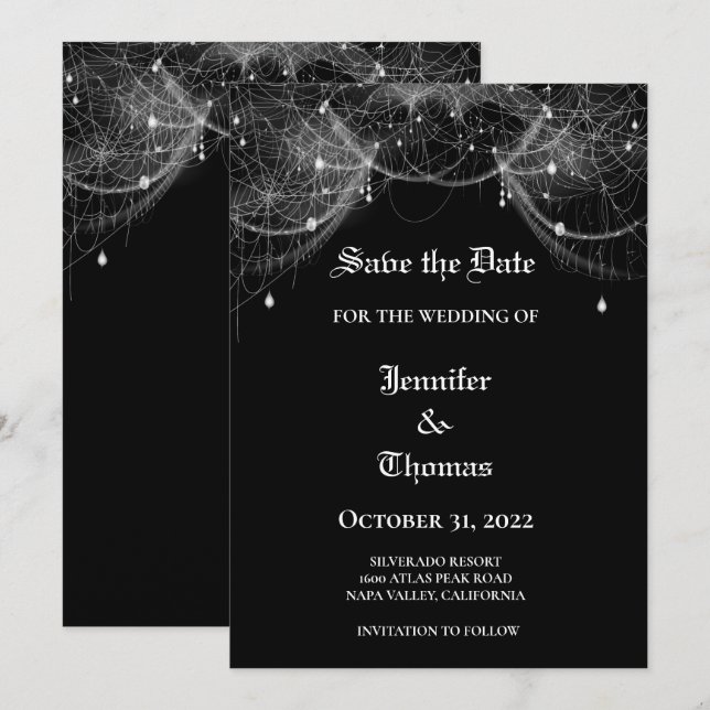 Gothic halloween wedding speichern Sie das Datum E Ankündigung (Vorne/Hinten)