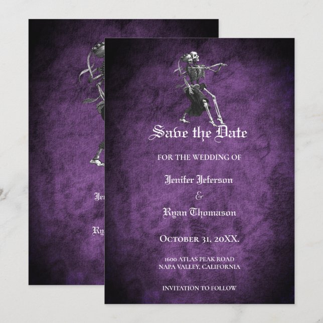 Gothic halloween wedding speichern Sie das Datum E Ankündigung (Vorne/Hinten)