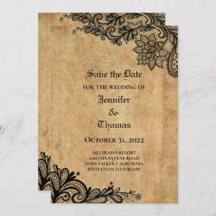 Gothic halloween wedding speichern Sie das Datum E Ankündigung