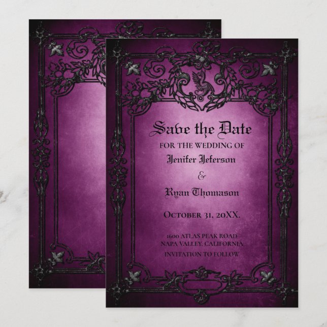 Gothic halloween wedding speichern Sie das Datum E Ankündigung (Vorne/Hinten)
