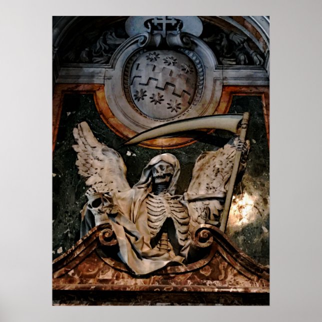 Gothic Halloween Winged Skeleton Poster (Vorne)