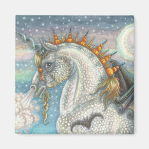 GOTHIC HALLOWEWEWEN UNICORN MIT BAT WINGS, HORSE MAGNET