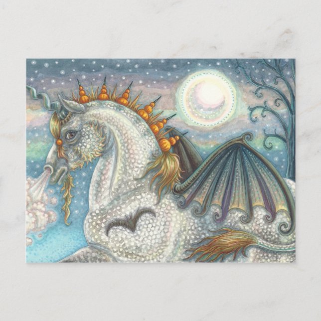 GOTHIC HALLOWEWEWEN UNICORN MIT BAT WINGS, HORSE POSTKARTE (Vorderseite)