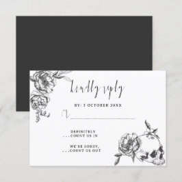 Gothic Hand gezeichnete Blume Skull-RSVP-Karte RSVP Karte