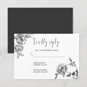 Gothic Hand gezeichnete Blume Skull-RSVP-Karte RSVP Karte