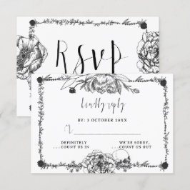 Gothic Hand gezeichnete Blume Skull-RSVP-Karte RSVP Karte