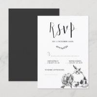 Gothic Hand gezeichnete Blume Skull-RSVP-Karte