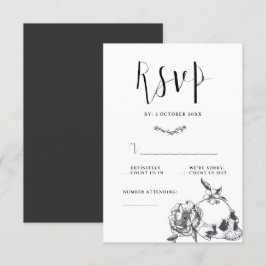 Gothic Hand gezeichnete Blume Skull-RSVP-Karte RSVP Karte