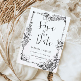 Gothic Hand gezeichnete Blume Skull Save the Date Einladung